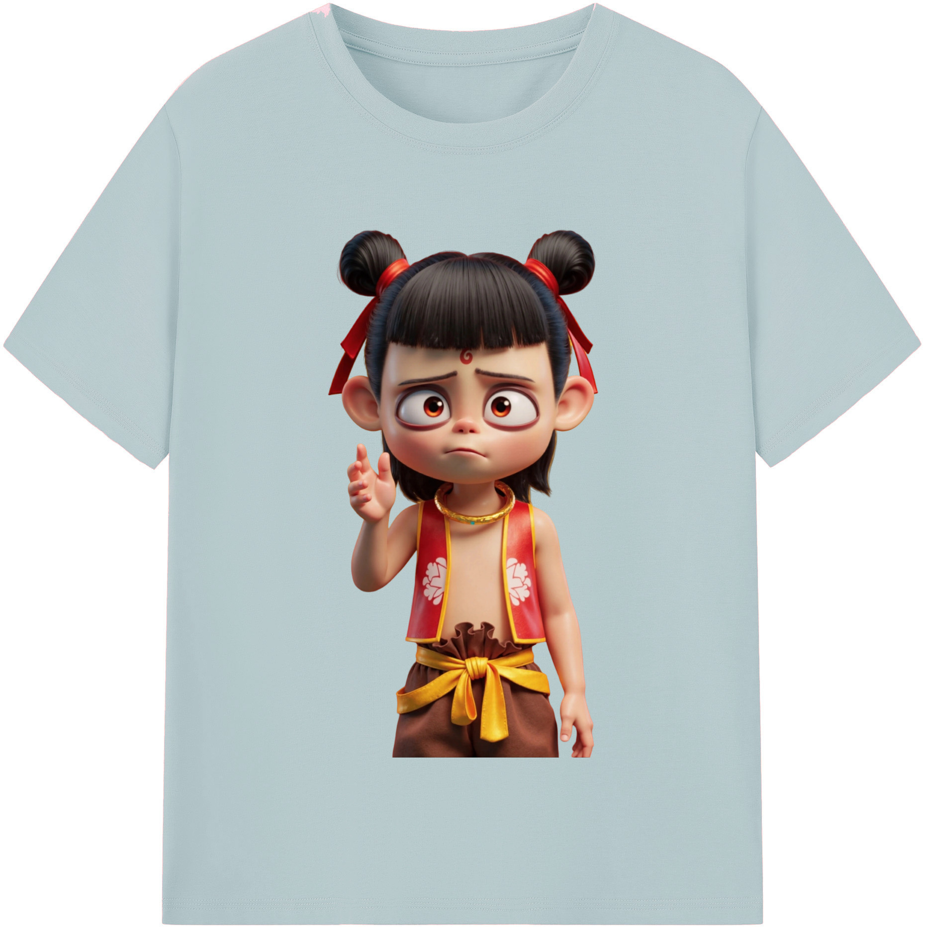 （画像用） Ne Zha 2 ナタ 魔童の大暴れ 綿100％半袖Tシャツ（フロントプリント）